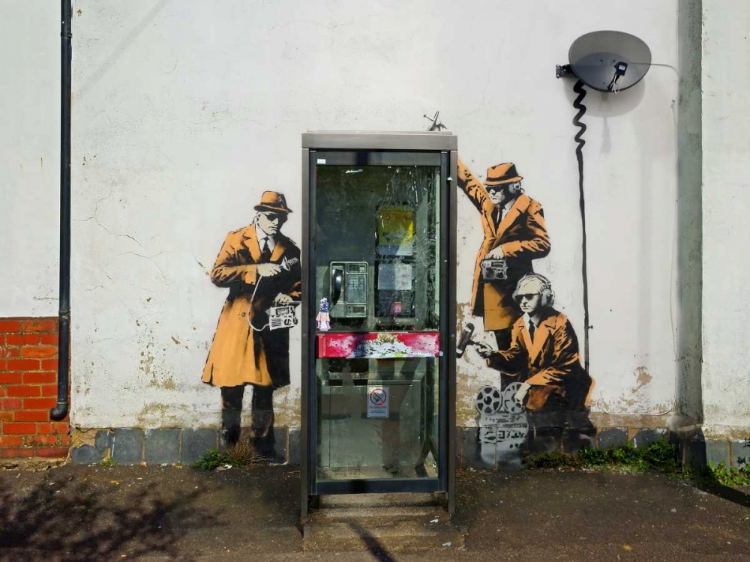 Picture of FAIRVIEW ROAD AND HEWLETT ROAD IN CHELTENHAM, GLOUCESTERSHIRE (GRAFFITI ATTRIBUTED TO BANKSY)
