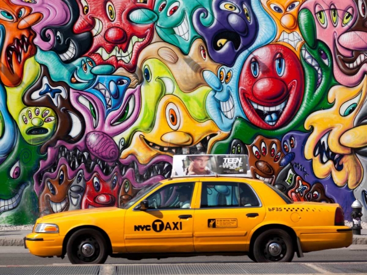 Picture of TAXI AND MURAL PAINTING IN SOHO, NYC