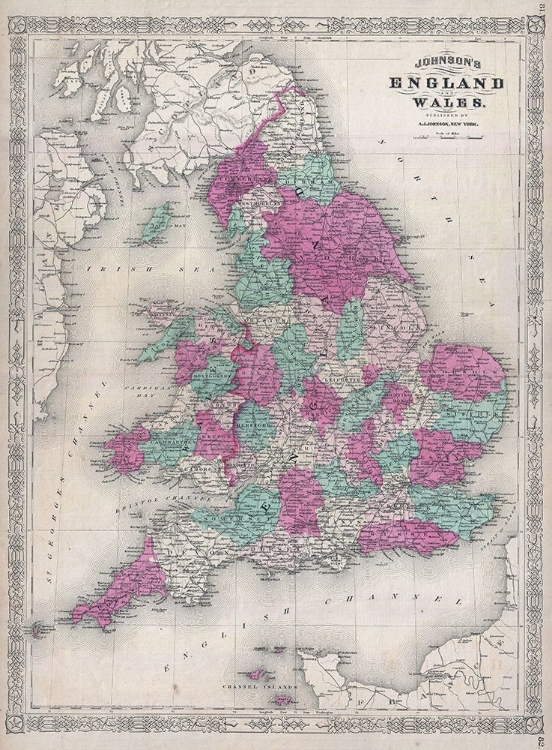 Picture of 1867 JOHNSON MAP OF ENGLAND AND WALES