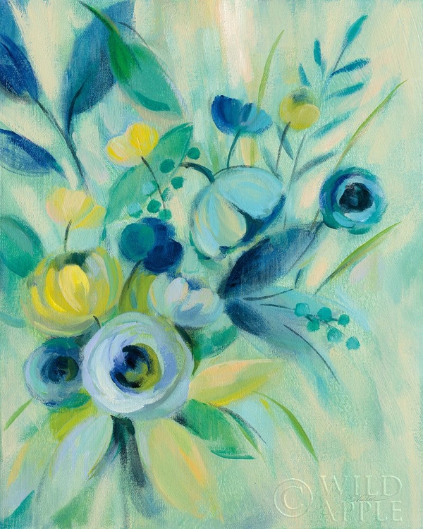 Picture of ELEGANT BLUE FLORAL I