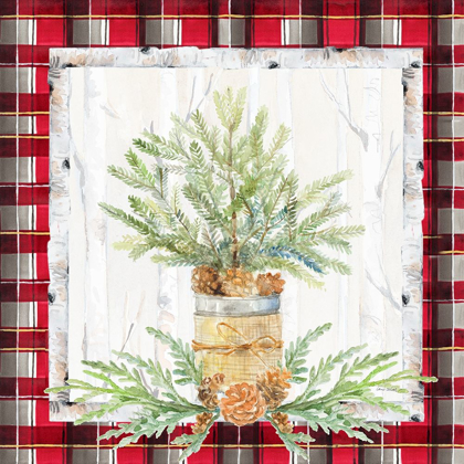 Picture of HOLIDAY SPRIG ON PLAID I