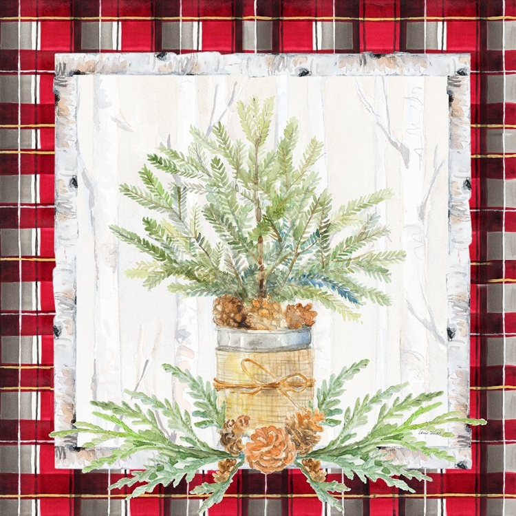 Picture of HOLIDAY SPRIG ON PLAID I