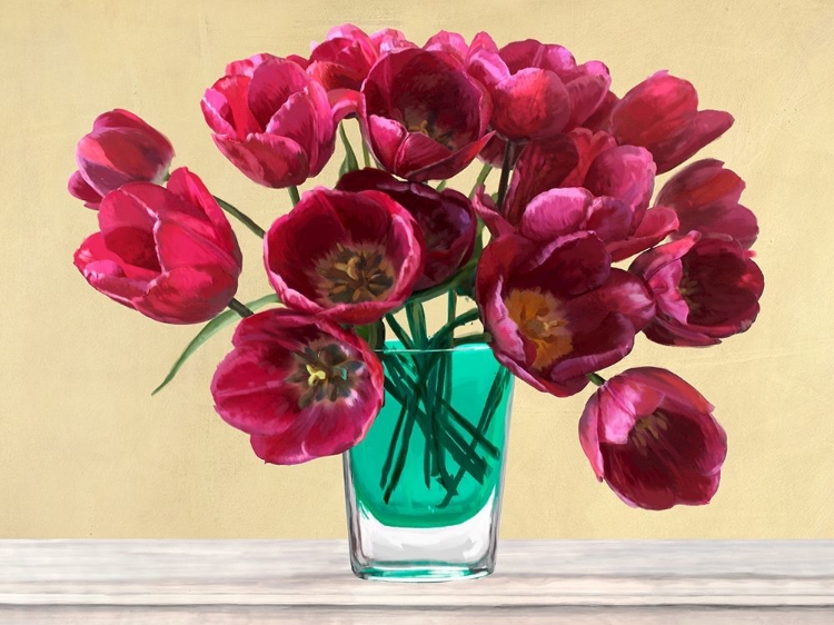 Picture of RED TULIPS IN A GLASS VASE