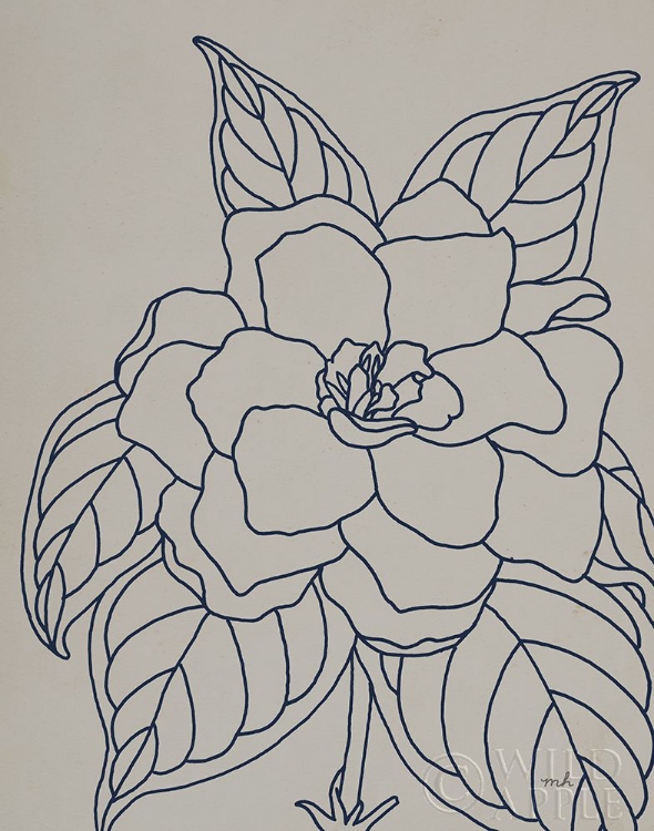 Picture of GARDENIA LINE DRAWING GRAY CROP