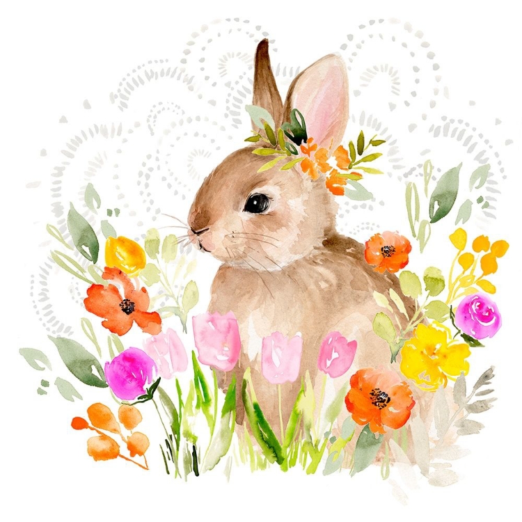 Picture of APRIL FLOWERS AND BUNNY II