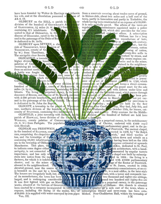 Picture of CHINOISERIE VASE 5, WITH PLANT BOOK PRINT