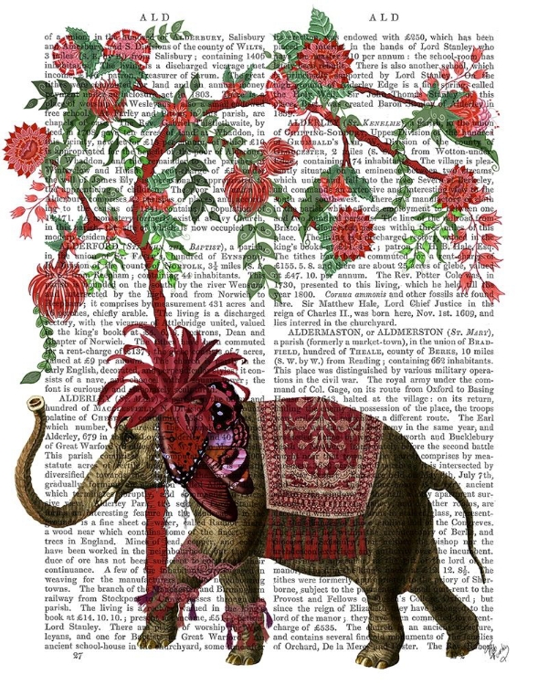 Picture of NIRAJ ELEPHANT, RED TREE