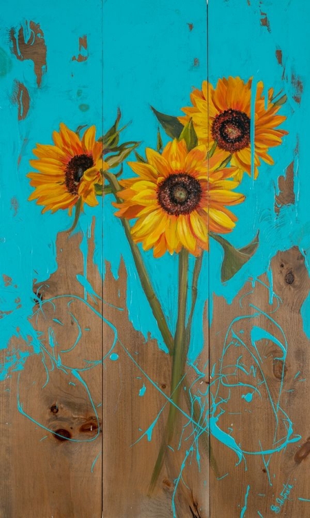 Picture of SUNFLOWERS ON BARNWOOD II