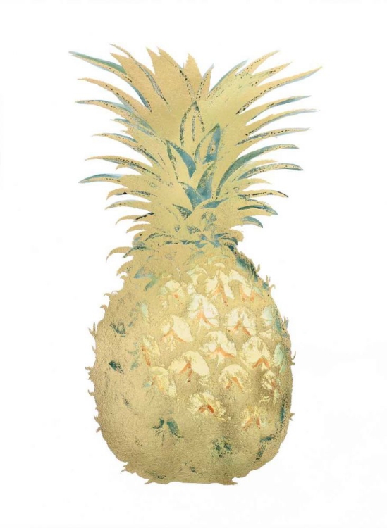 Picture of GOLD FOIL PINEAPPLE I WITH HAND COLOR