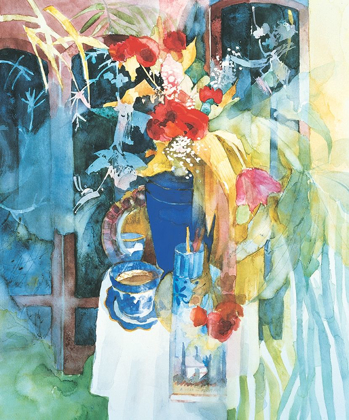 Picture of BLUE VASE AND FLOWERS