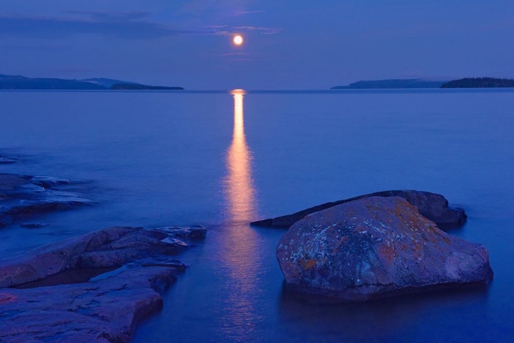 Picture of CANADA-ONTARIO-ROSSPORT MOON OVER LAKE SUPERIOR