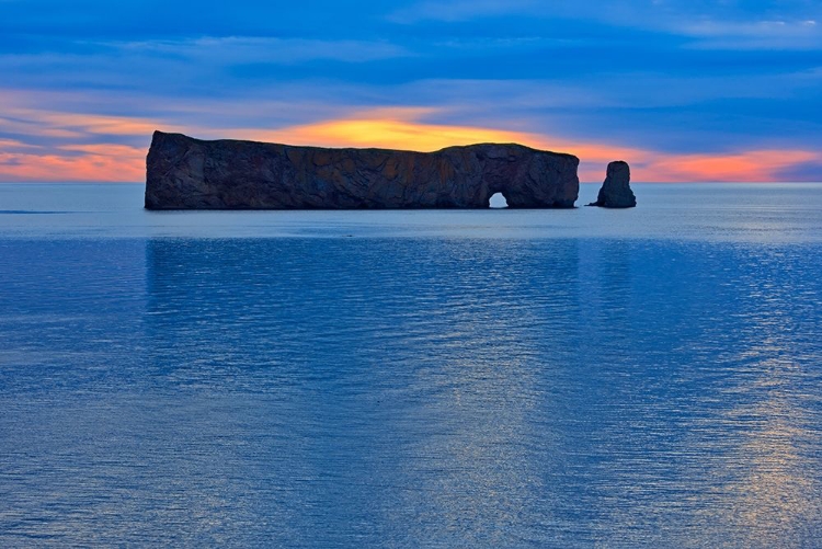 Picture of CANADA-QUEBEC-PERCE PERCE ROCK IN ATLANTIC OCEAN AT SUNSET