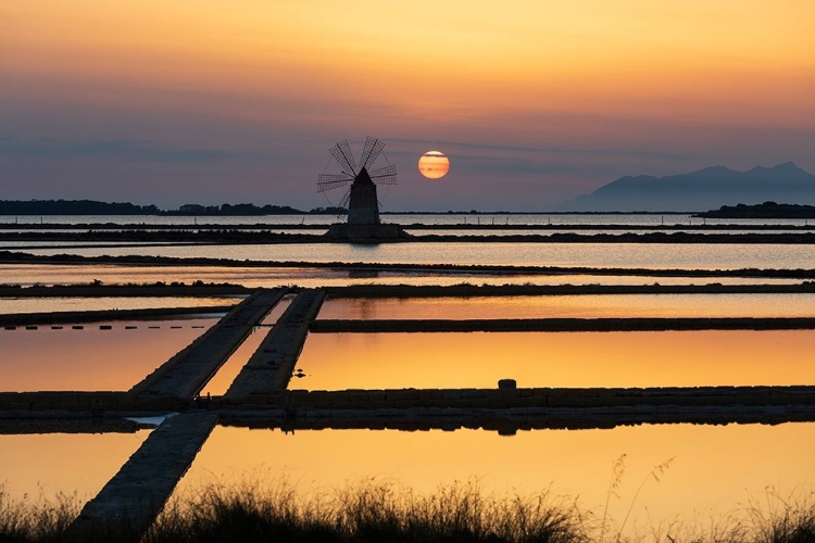 Picture of TRAPANI PROVINCE-MARSALA WIND MILLS AT THE SALT EVAPORATION PONDS IN THE STAGNONE NATURE RESERVE