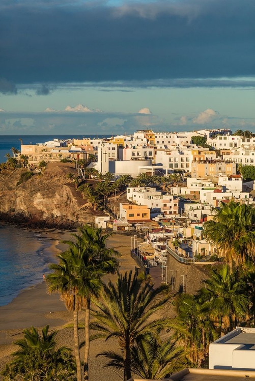 Picture of CANARY ISLANDS-FUERTEVENTURA ISLAND-MORRO JABLE-HIGH ANGLE VIEW OF PLAYA DE LA CEBADA BEACH-DAWN