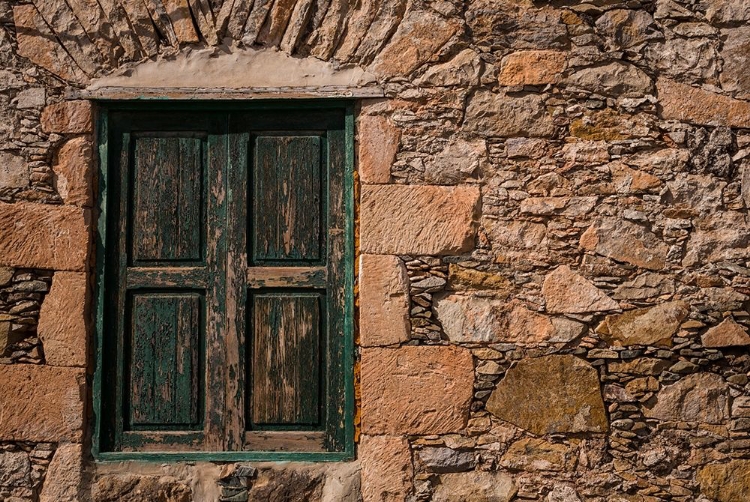 Picture of CANARY ISLANDS-FUERTEVENTURA ISLAND-PAJARA-STONE WALL AND WINDOW DETAIL