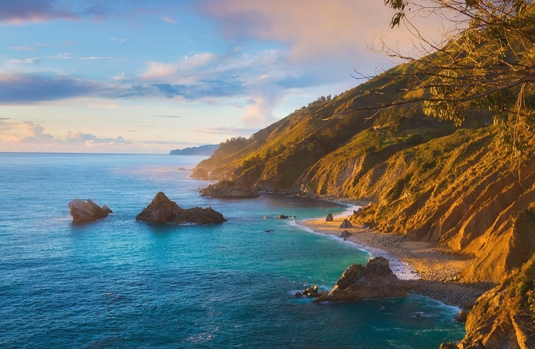 Picture of COASTAL CLIFFS AT SUNSET-JULIA PFEIFFER BURNS STATE PARK-BIG SUR-CALIFORNIA-USA