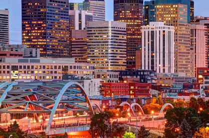 Picture of SPEER BOULEVARD BRIDGE LEADS TO DOWNTOWN DENVER COLORADO