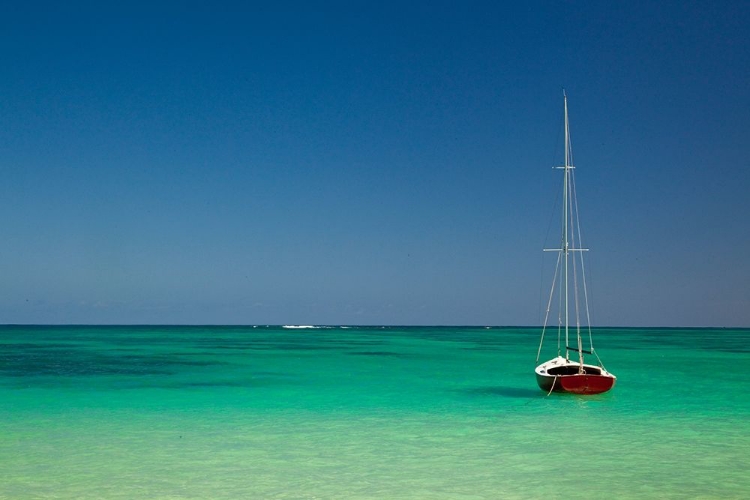 Picture of HAWAII-OAHU-LANIKAI BEACH WITH TROPICAL BLUE WATER AND ISLANDS OFF SHORE