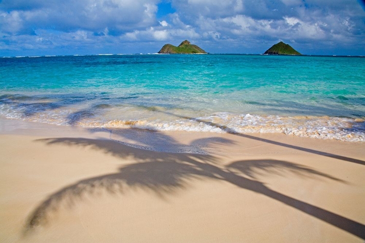 Picture of HAWAII-OAHU-LANIKAI BEACH WITH TROPICAL BLUE WATER AND ISLANDS OFF SHORE