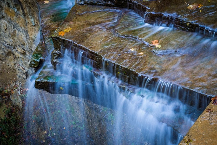 Picture of ROCKY LEDGES WITH WATERFALL IN CLIFTY CREEK PARK-INDIANA