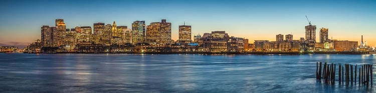 Picture of NEW ENGLAND-MASSACHUSETTS-BOSTON-CITY SKYLINE FROM BOSTON HARBOR-DUSK