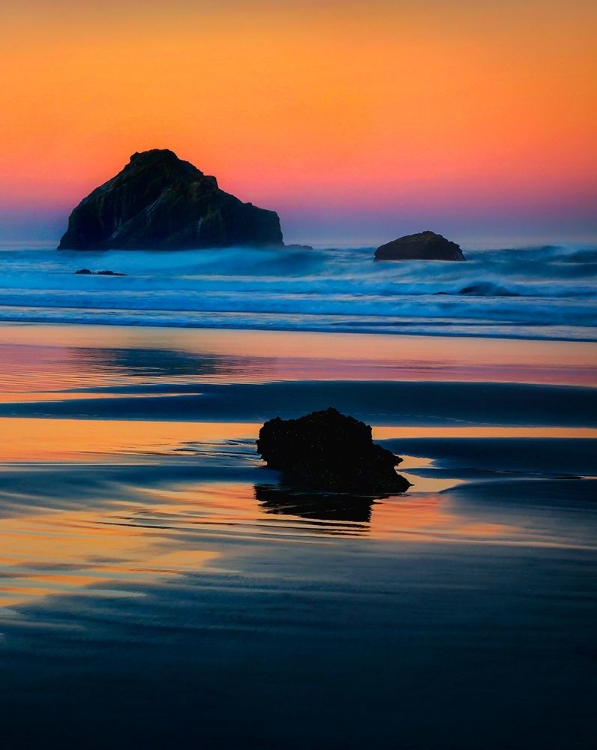 Picture of OREGON-BANDON FACE ROCK SEA STACK AT SUNSET