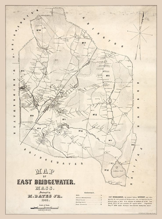 Picture of EAST BRIDGEWATER MASSACHUSETTS - BATES 1848 