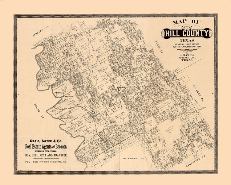 Picture of HILL COUNTY TEXAS - CRAIG 1886 