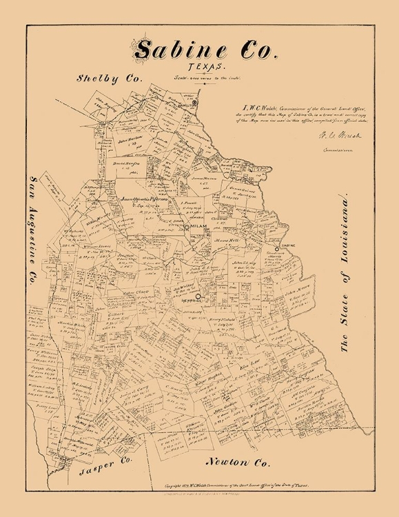 Picture of SABINE COUNTY TEXAS - WALSH 1879 