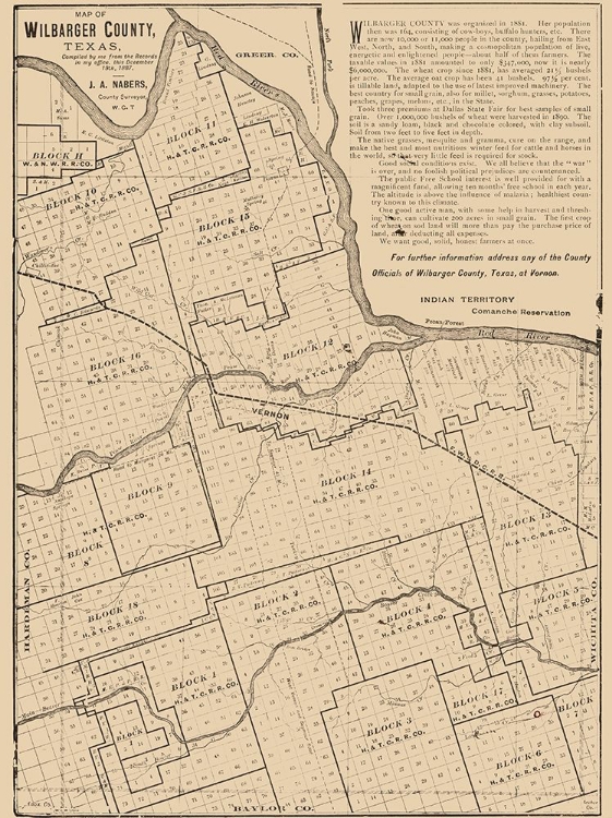 Picture of WILBARGER COUNTY TEXAS - NABERS 1887 