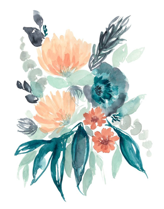 Picture of TEAL AND PEACH BOUQUET I