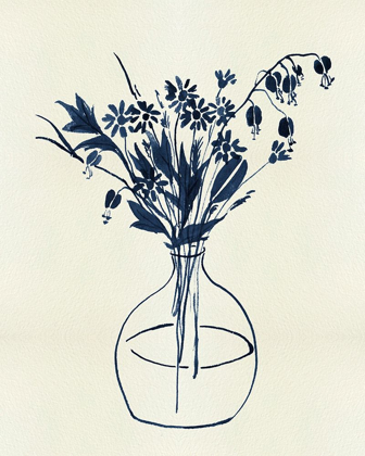 Picture of INDIGO FLORAL VASE I