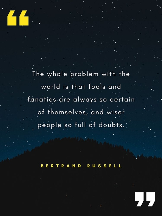 Picture of BERTRAND RUSSELL QUOTE: FOOLS AND FANATICS