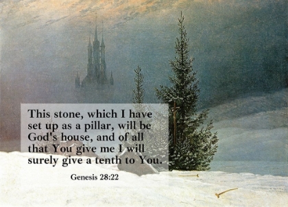 Picture of BIBLE VERSE QUOTE GENESIS 28:22, CASPAR DAVID FRIEDRICH - WINTER LANDSCAPE