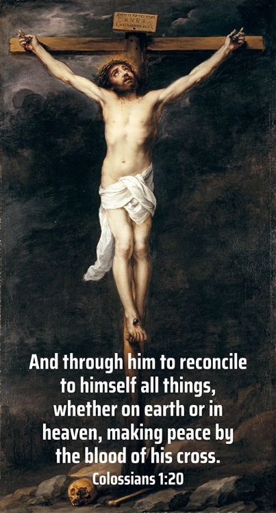 Picture of BIBLE VERSE QUOTE COLOSSIANS 1:20, BARTOLOME ESTEBAN MURILLO - CHRIST ON THE CROSS