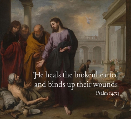 Picture of BIBLE VERSE QUOTE PSALM 147:3, BARTOLOME ESTEBAN MURILLO - CHRIST HEALING THE PARALYTIC