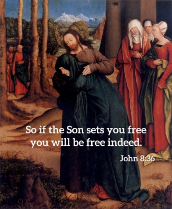 Picture of BIBLE VERSE QUOTE JOHN 8:36, BERNHARD STRIGEL - CHRIST TAKING LEAVE OF HIS MOTHER