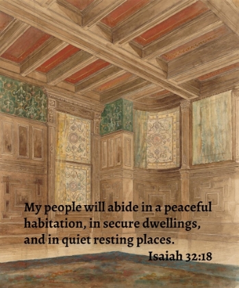 Picture of BIBLE VERSE QUOTE ISAIAH 32:18, LOUIS COMFORT TIFFANY - DESIGN FOR AN INTERIOR