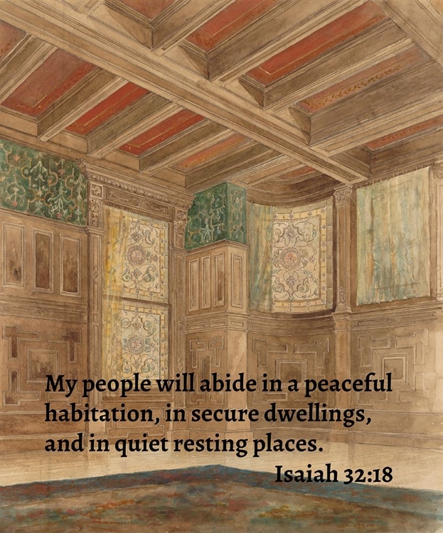 Picture of BIBLE VERSE QUOTE ISAIAH 32:18, LOUIS COMFORT TIFFANY - DESIGN FOR AN INTERIOR