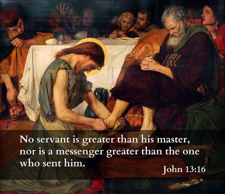 Picture of BIBLE VERSE QUOTE JOHN 13:16, FORD MADOX BROWN - JESUS WASHES PETERS FEET