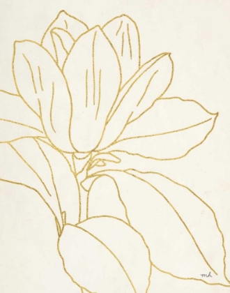 Picture of GOLD MAGNOLIA LINE DRAWING V2 CROP