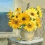 Picture of SUNFLOWERS BY THE SEA CROP LIGHT