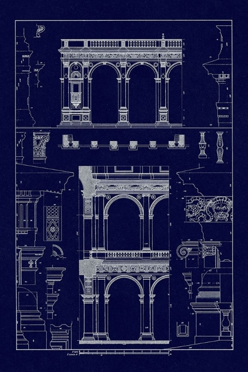 Picture of PORCH OF THE CATHEDRAL OF SPOLETO AND ARCADE FROM PALAZZO FARNESE (BLUEPRINT)