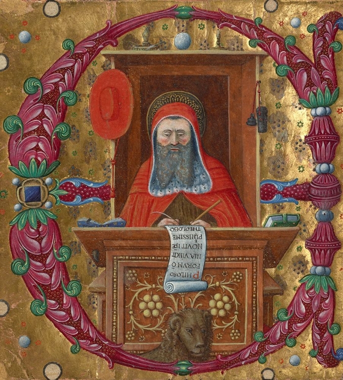 Picture of INITIAL E:  SAINT JEROME IN HIS STUDY