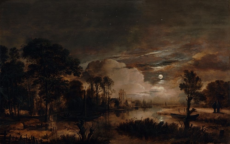 Picture of MOONLIT LANDSCAPE WITH A VIEW OF THE NEW AMSTEL RIVER AND CASTLE KOSTVERLOREN