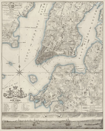 Picture of PLAN OF THE CITY OF NEW YORK, COPIED FROM THE RATZER MAP - DECORATIVE BLUE SHADING