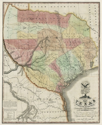 Picture of MAP OF TEXAS WITH PARTS OF THE ADJOINING STATES, 1837