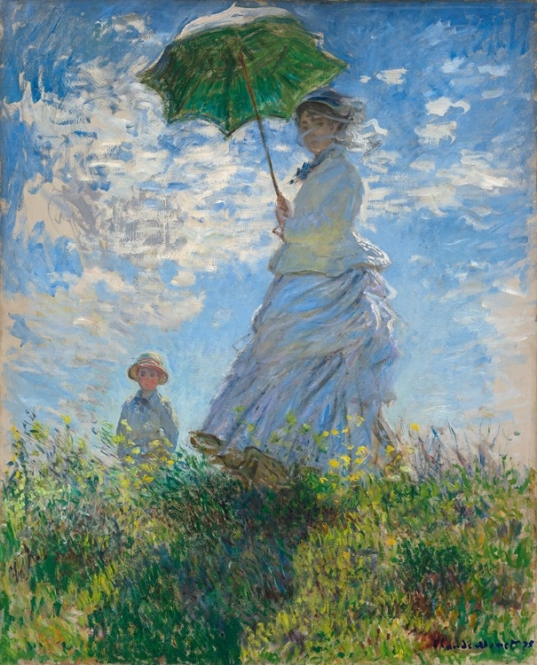 Picture of WOMAN WITH A PARASOL - MADAME MONET AND HER SON