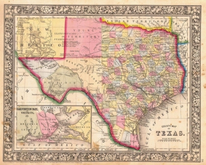 Picture of COUNTY MAP OF TEXAS, 1864