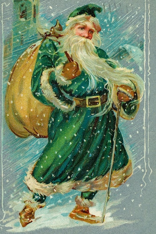 Picture of CHRISTMAS POSTCARD WITH SANTA CLAUS WEARING GREEN ROBES